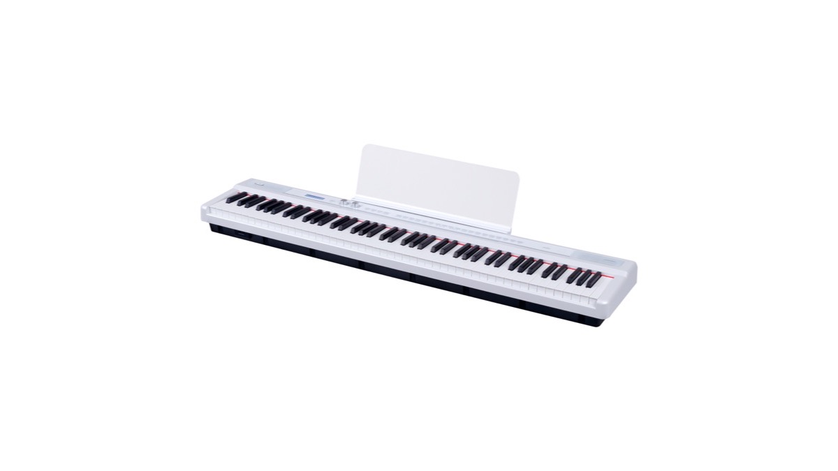 Портативное цифровое пианино Tesler KB-8855 White — 88 клавиш, тонкий корпус-слэб с пюпитром, без стойки